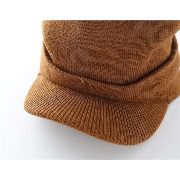 Men's Winter Beanie Hat with Brim Warm Double Knit Cuff Beanie Cap - Picture 6 of 7